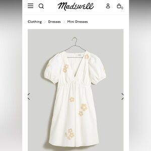 Madewell Annamarie White Embroidered Dress